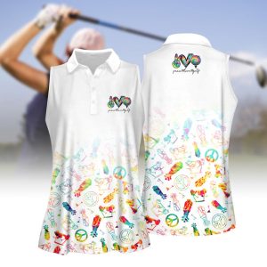 Peace Love Golf Tie Dye Women Short Sleeve Polo Shirt Sleeveless Polo Shirt